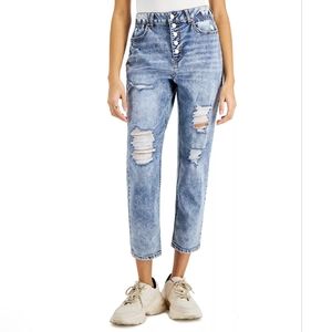 Vanilla Star Juniors Ripped Button-Fly Boyfriend Jeans - Tobi